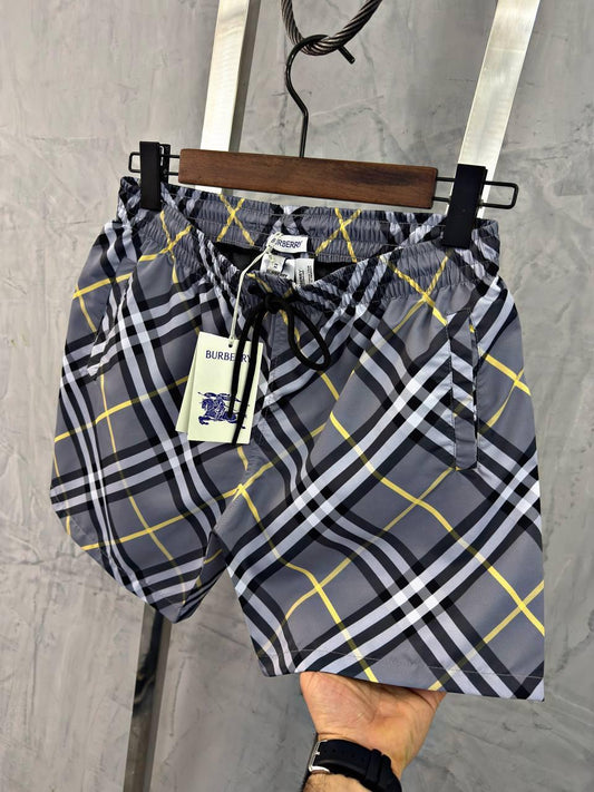 Burberry Iconic Check Pattern Swim Shorts – Grey