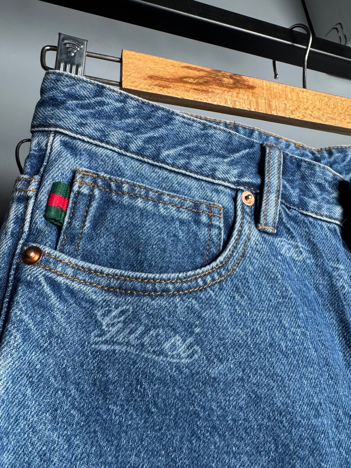 Gucci All-Over Script Logo Denim