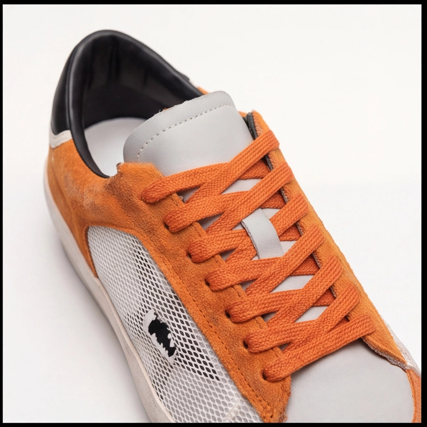 Urban Mesh Suede Sneaker – Orange & White