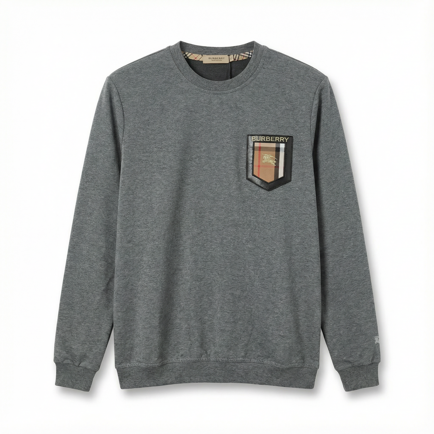Burberry Cotton Sweatshirt With Logo Pocket Grey
