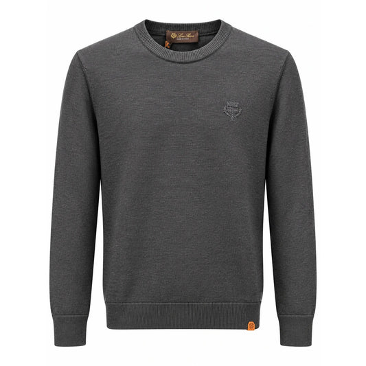 Charcoal Loro Piana sweater with tonal chest crest