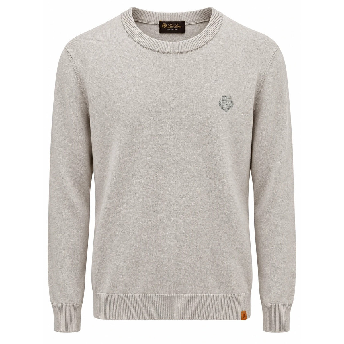 Stone Loro Piana sweater with embroidered chest crest