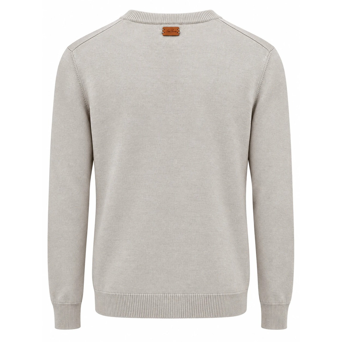 Stone Loro Piana sweater with brown back-neck patch