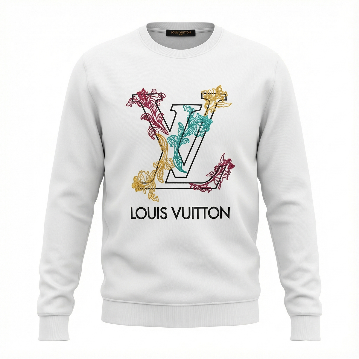 Louis Vuitton Baroque Embroidered LV Sweatshirt – White