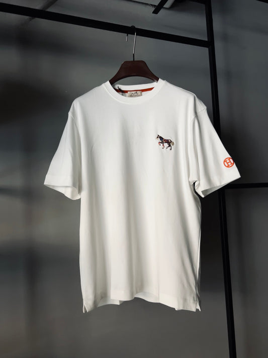 HERMES- Horse Embroidered Logo White