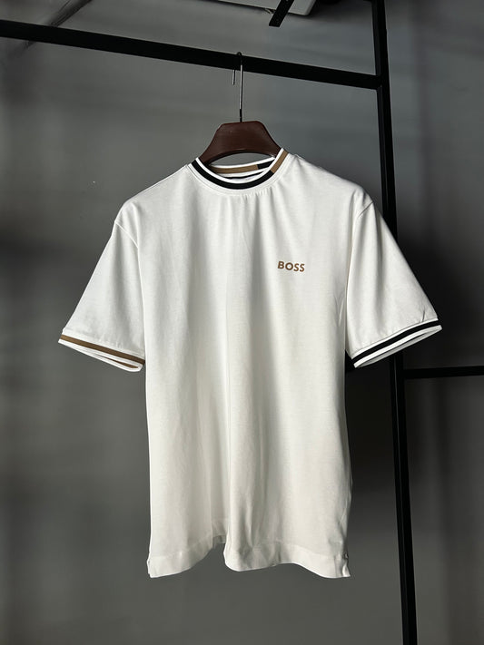 BOSS JAQUARD COLLAR  T-shirt White