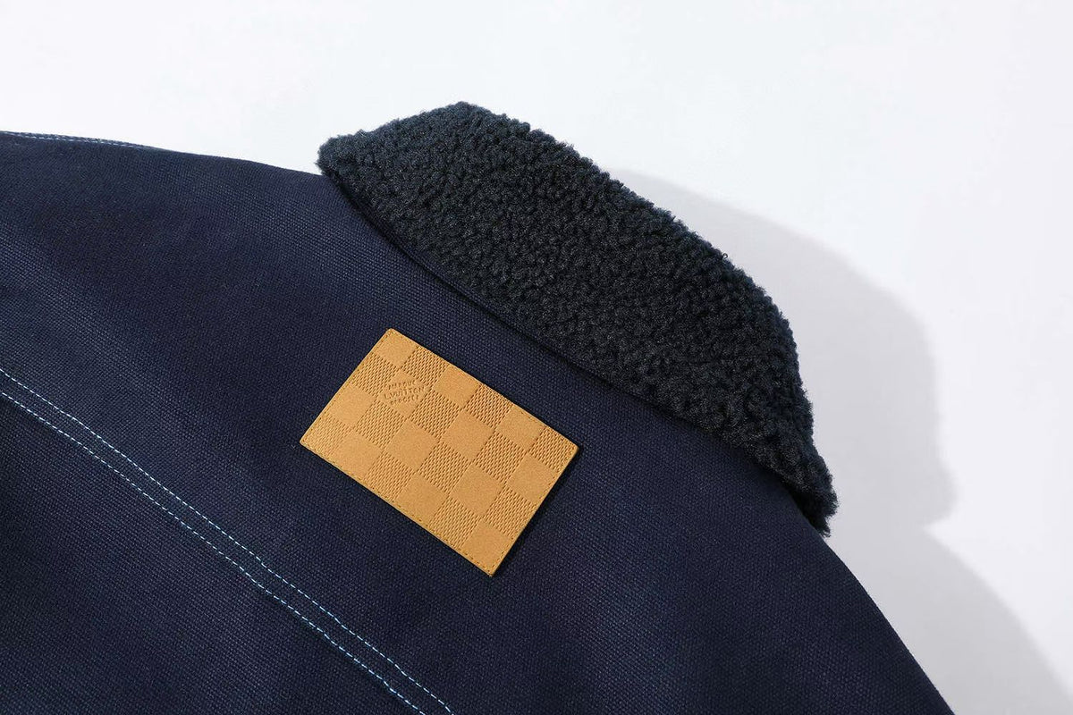 Canvas Workwear Zip Jacket with Shearling Collar LOUIS VUITTON