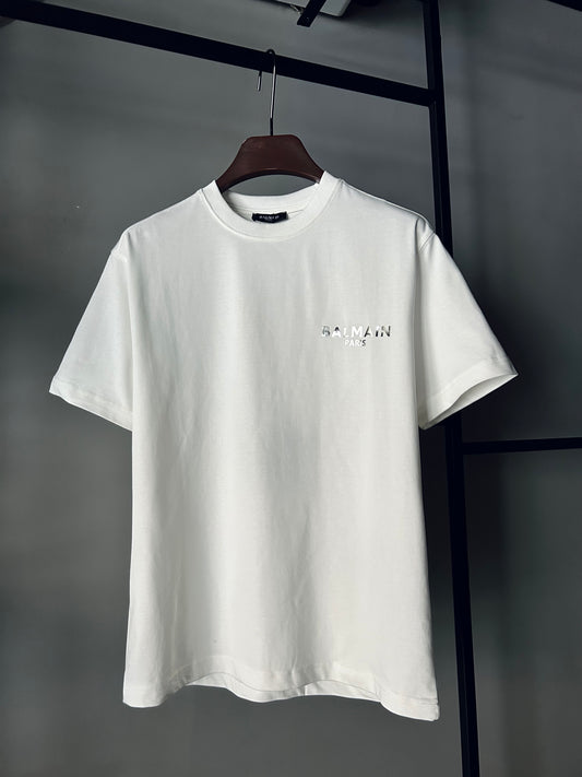 BALMAIN Embroidered shiny logo t-shirt
