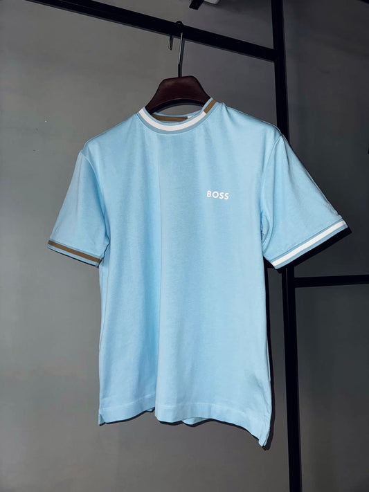 BOSS JAQUARD COLLAR  T-shirt Light Blue
