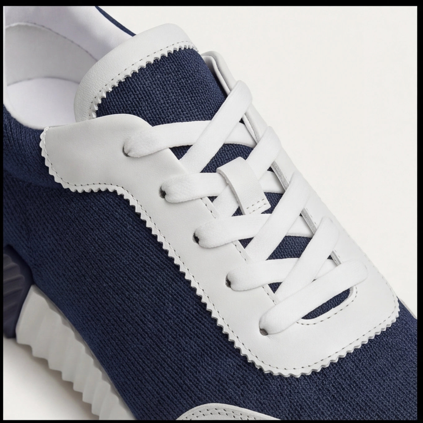 Hermès Knit Chunky Sole Sneakers Navy White