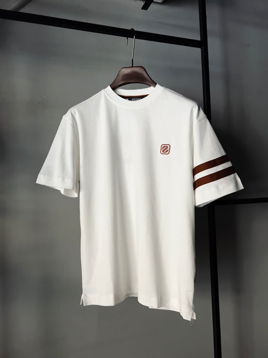 ZEGNA Leather Detail T-shirt White