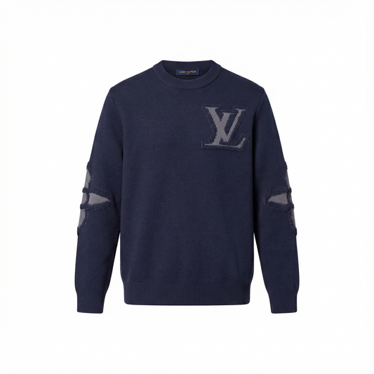 Louis Vuitton Men’s Knit Sweater – Navy with LV Logo