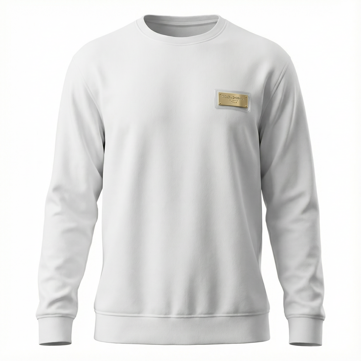 DOLCE & GABBANA Gold Metal Logo Sweatshirt White