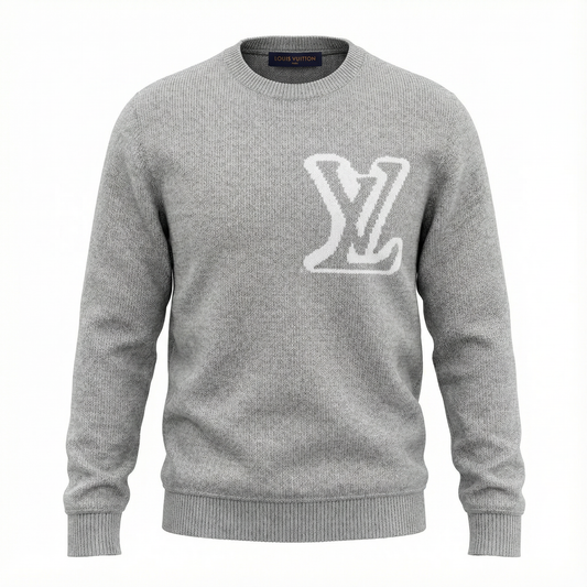 Louis Vuitton Oversized LV Logo Sweater – Grey