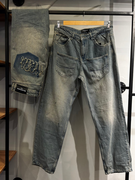 BALENCIAGA Double Front pocket Baggy Pants in Light Blue