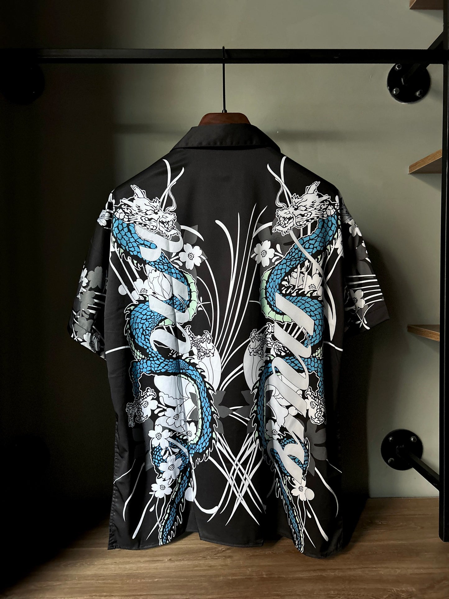 AMIRI Dragon printed bowling shirt