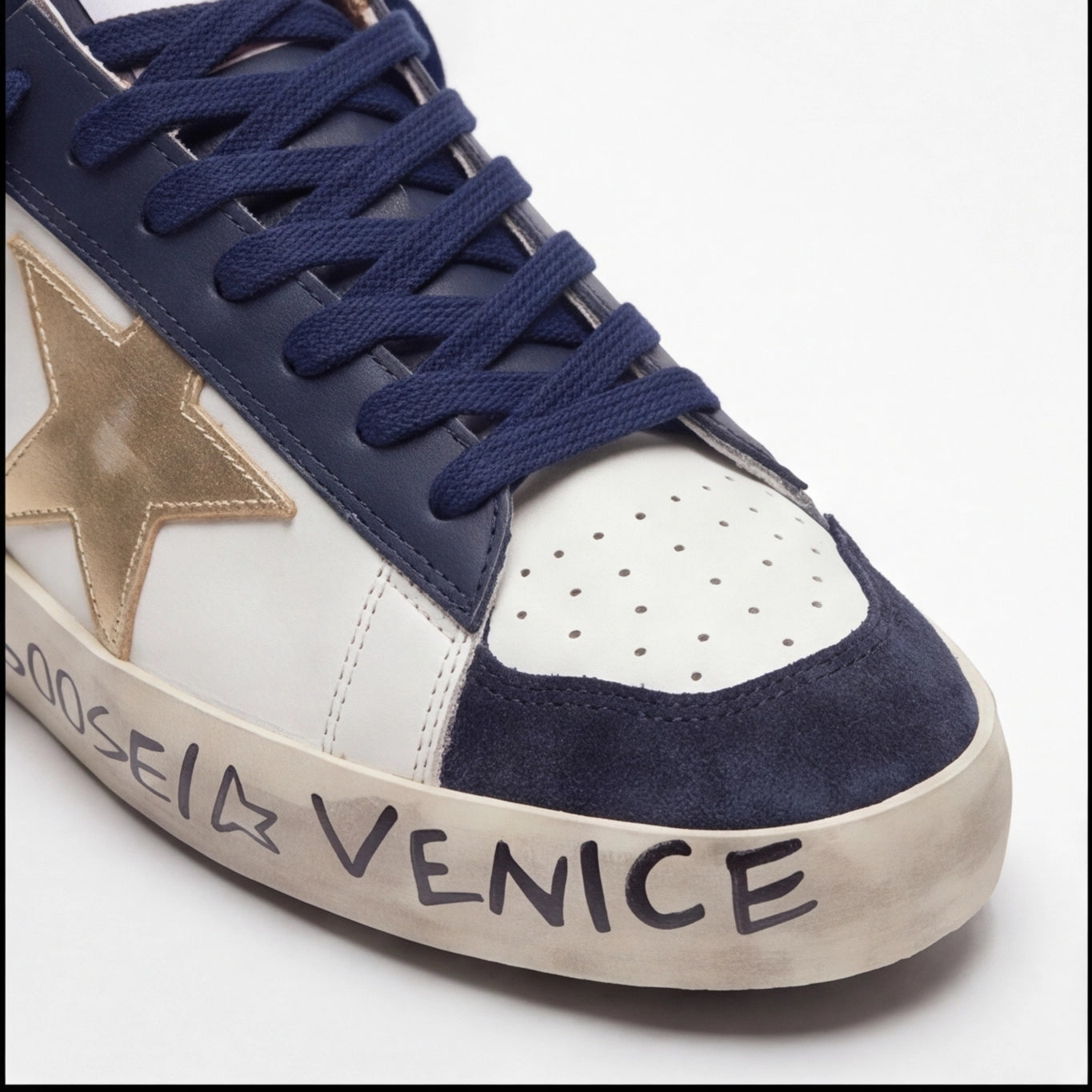 Vintage Star Street Sneaker – White Navy Edition