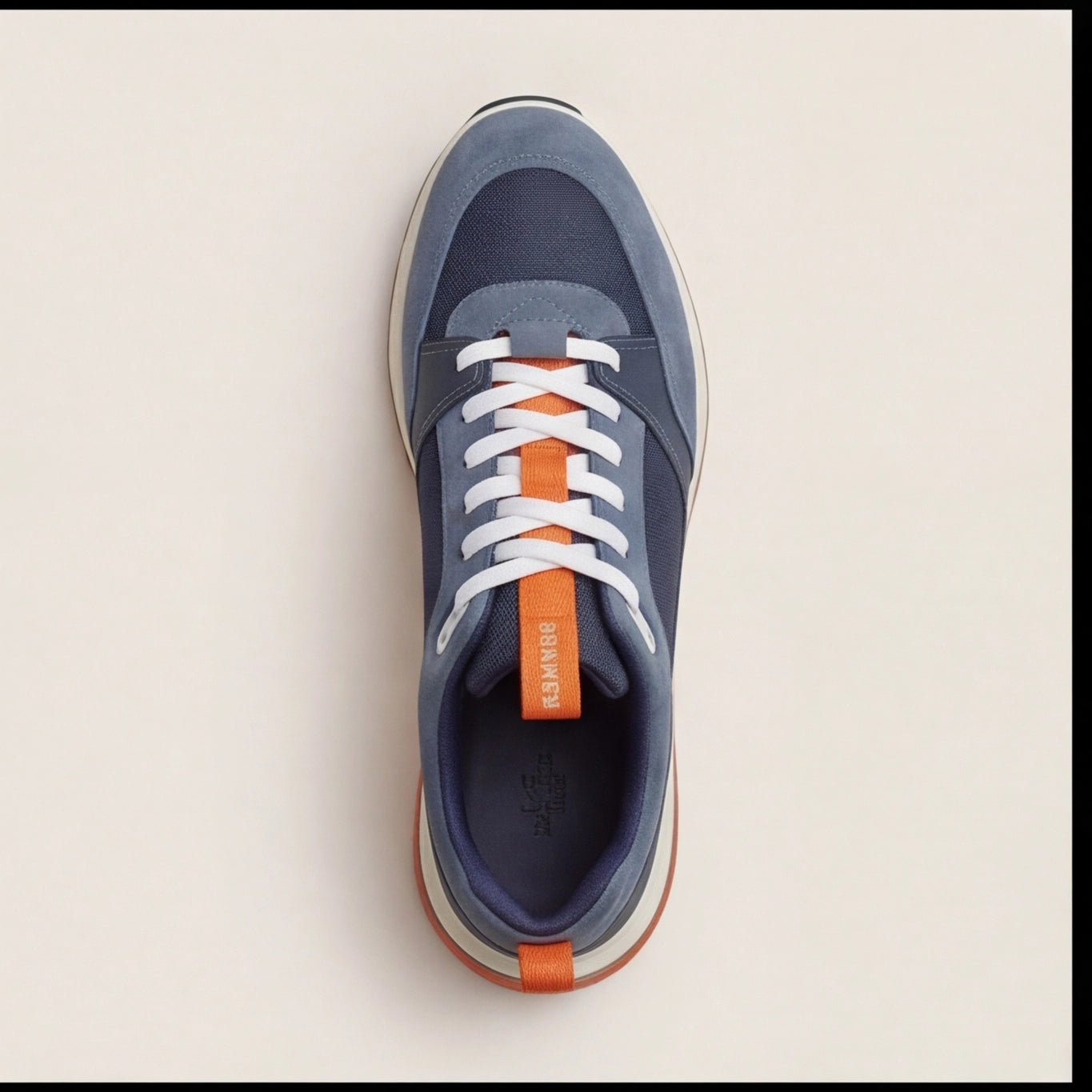 Hermès Apex Trail Sneakers – Navy Blue & Orange