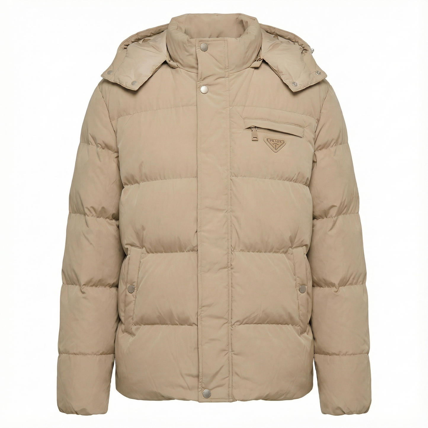 Prada Triangle-logo Puffer Jacket Biege