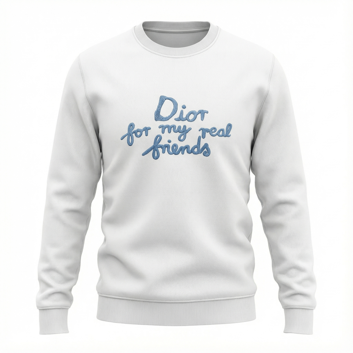 Dior Blue Text Embroidered Sweatshirt –  White