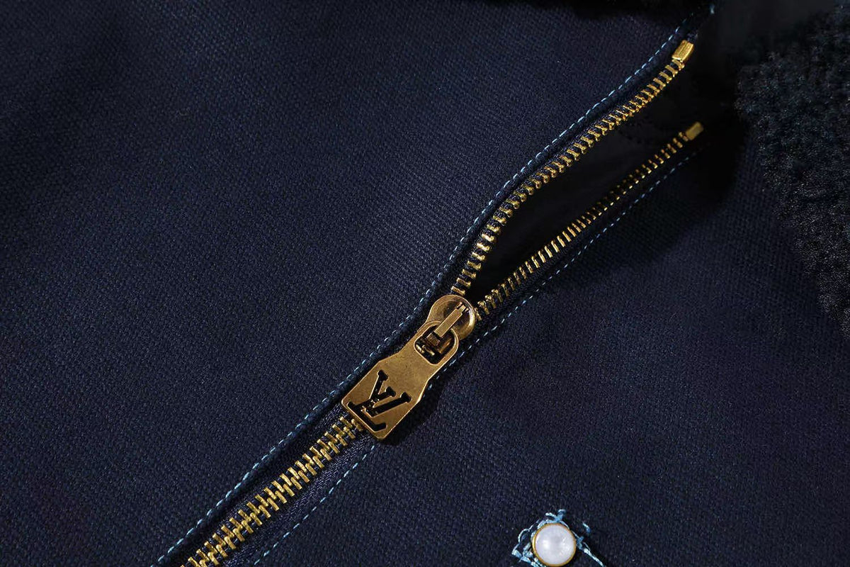 Canvas Workwear Zip Jacket with Shearling Collar LOUIS VUITTON