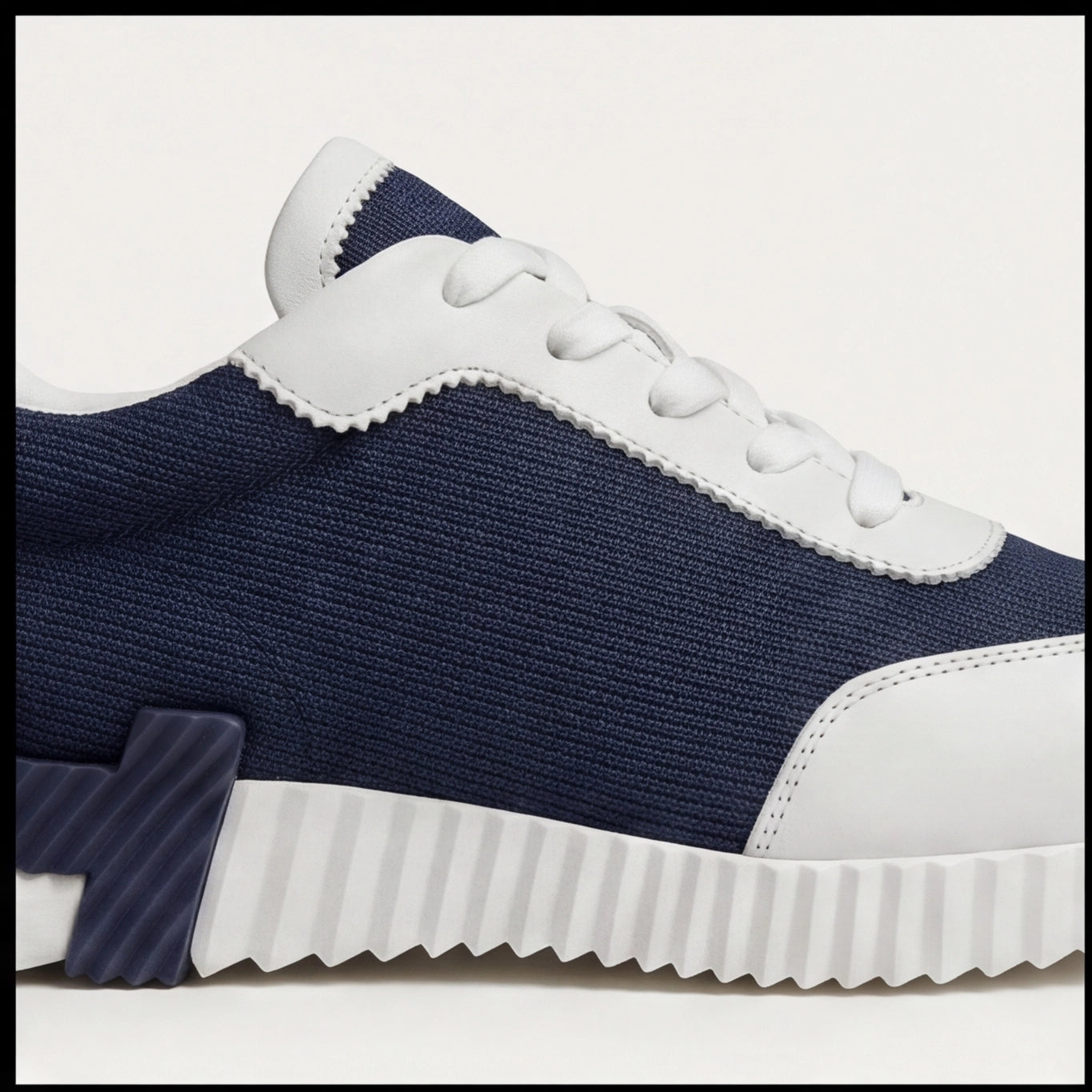 Hermès Knit Chunky Sole Sneakers Navy White