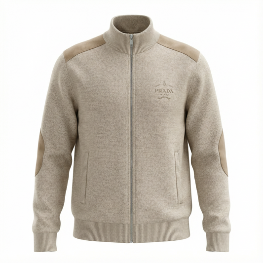 Prada Luxury Zip-Up Jacket with Suede Shoulders