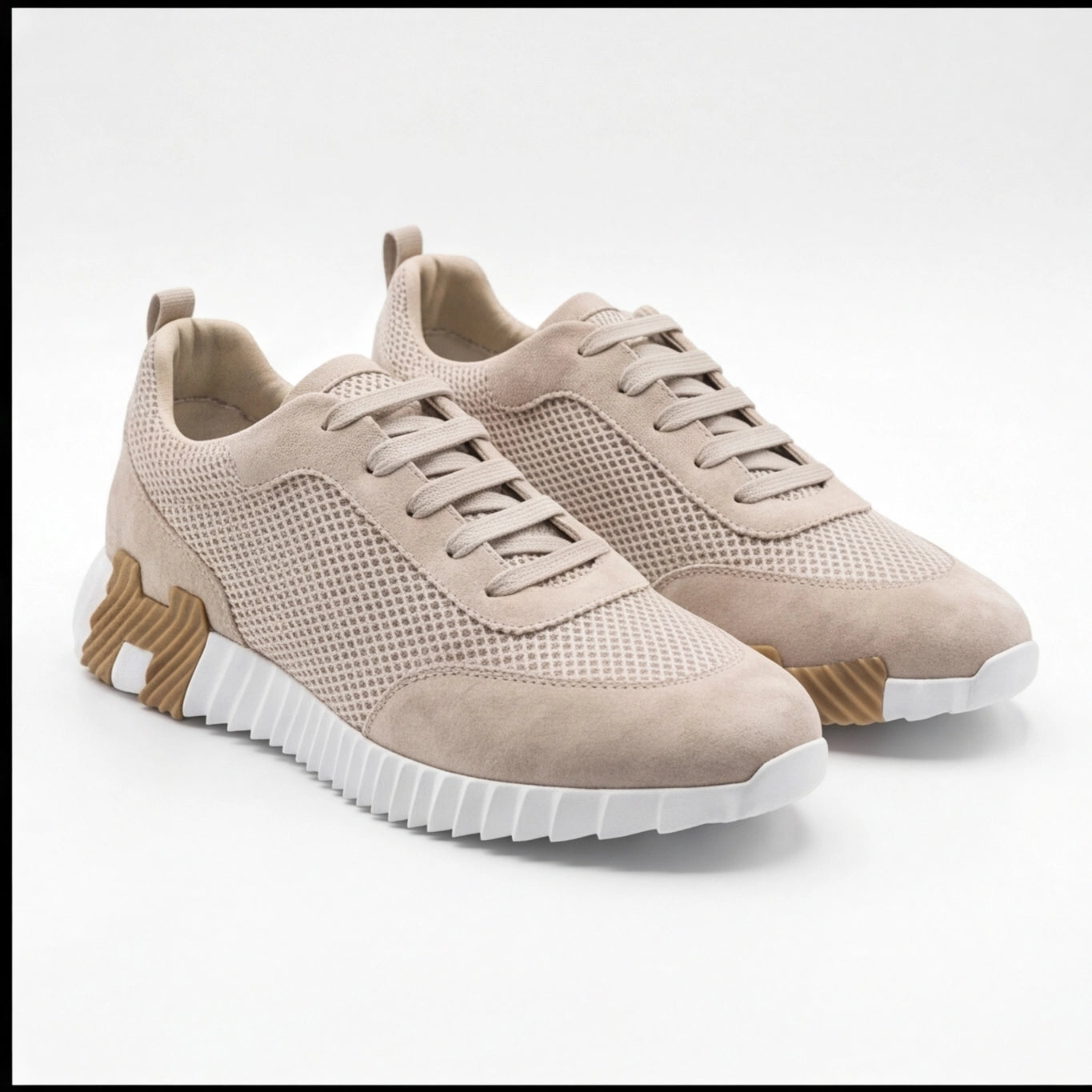 Hermès Mesh Suede Chunky Sole Beige