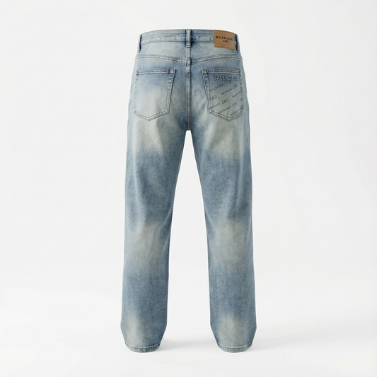 Balenciaga Paris Embroidered Monogram Denim