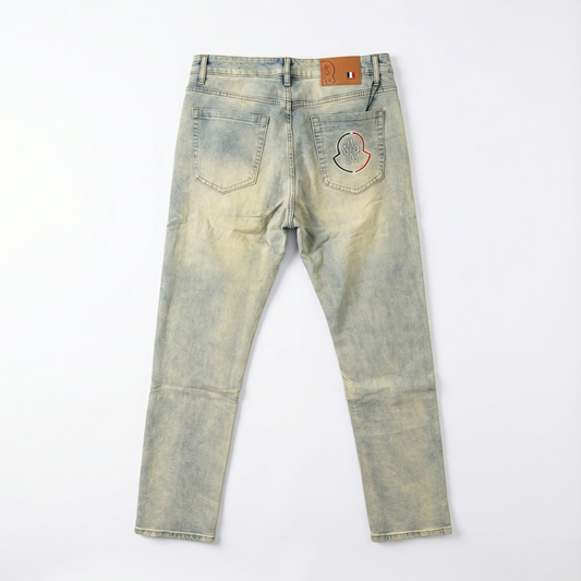 Moncler Inspired Embroidered Patch Denim