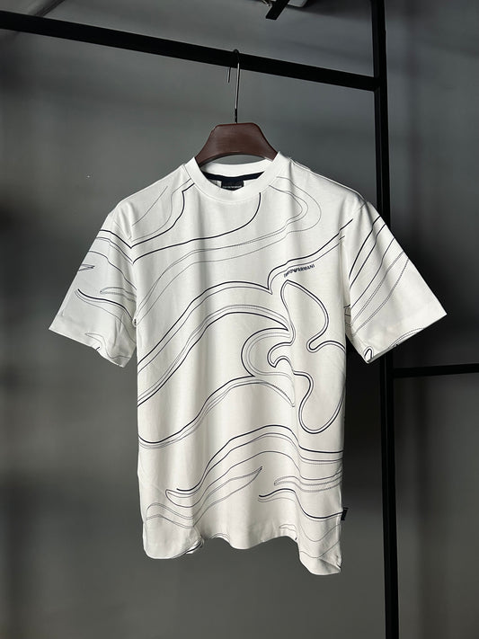 EMPORIO ARMANI ASV DOUBLE-JERSEY T-SHIRT WITH TOPSTITCHED EMBROIDERY WHITE