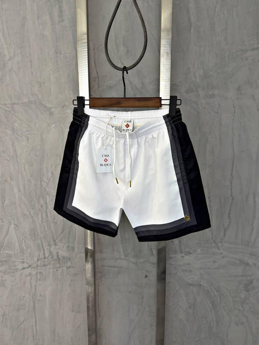 Casablanca Designer Swimwear – Black Trim White Shorts