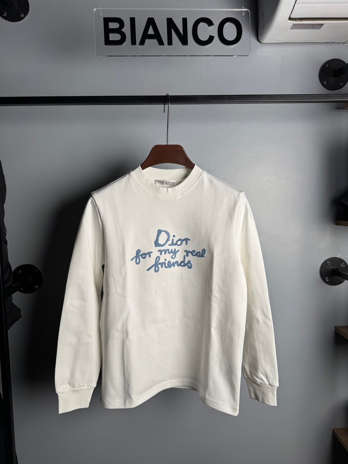 Dior Blue Text Embroidered Sweatshirt –  White