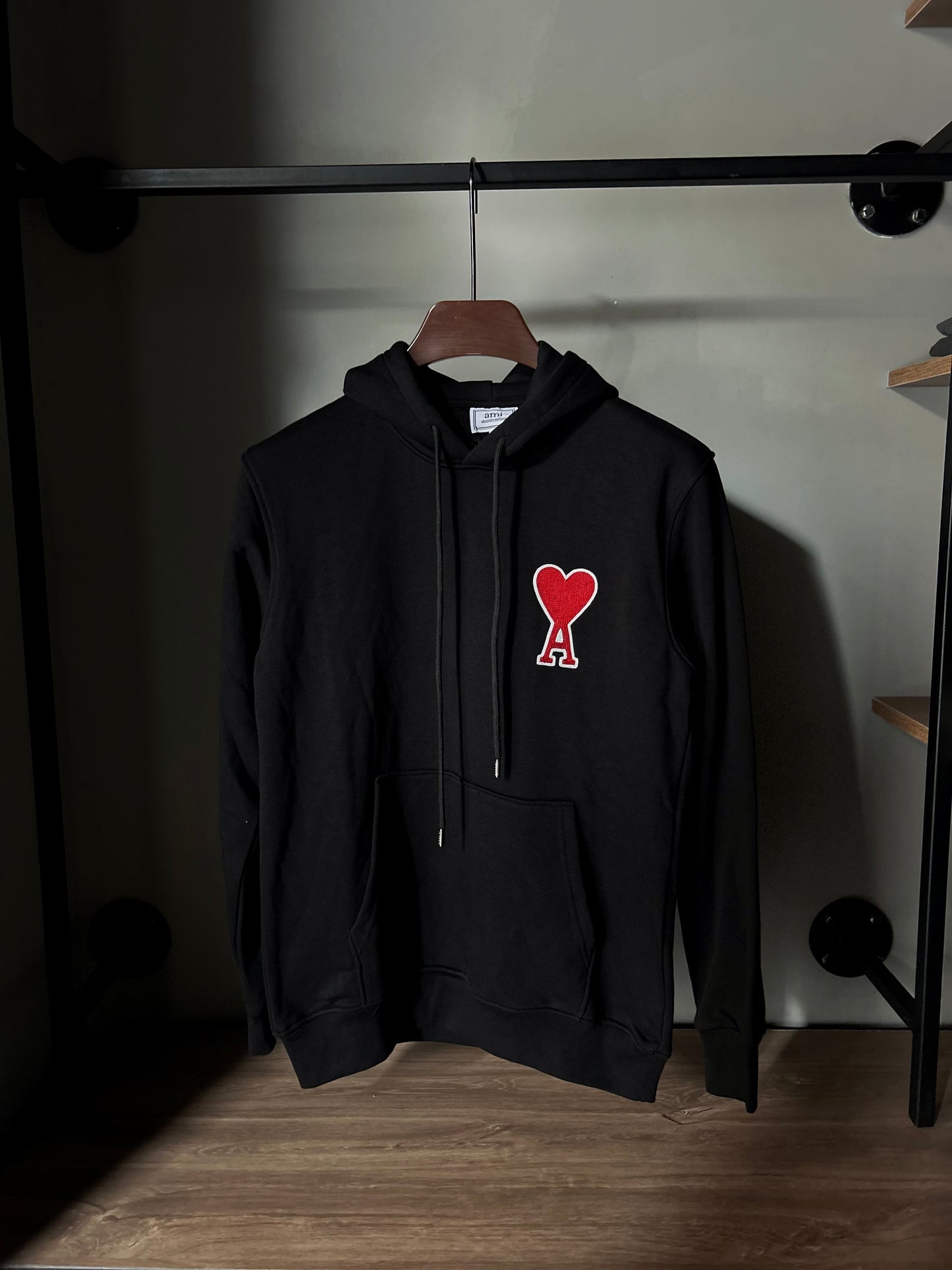 AMI Men's Hoodie Big Coeur Patch - Noir