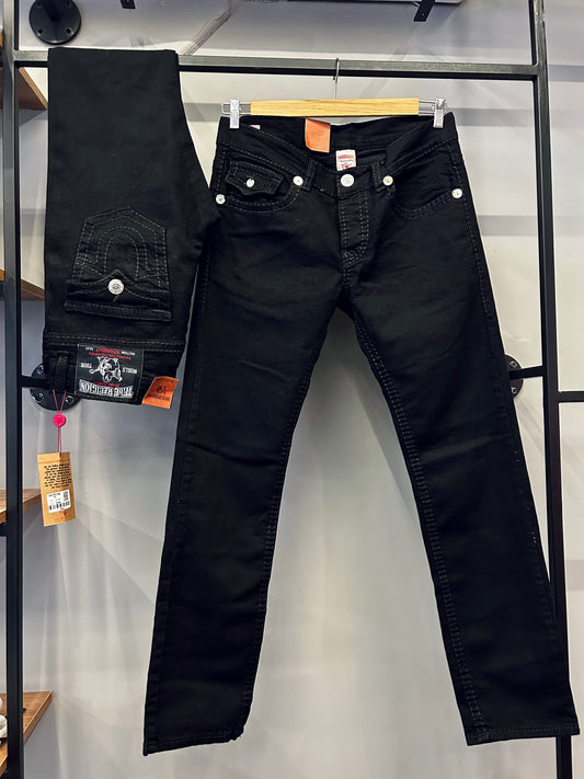 TRUE RELIGION RICKY SUPER T STITCH STRAIGHT JEANS black