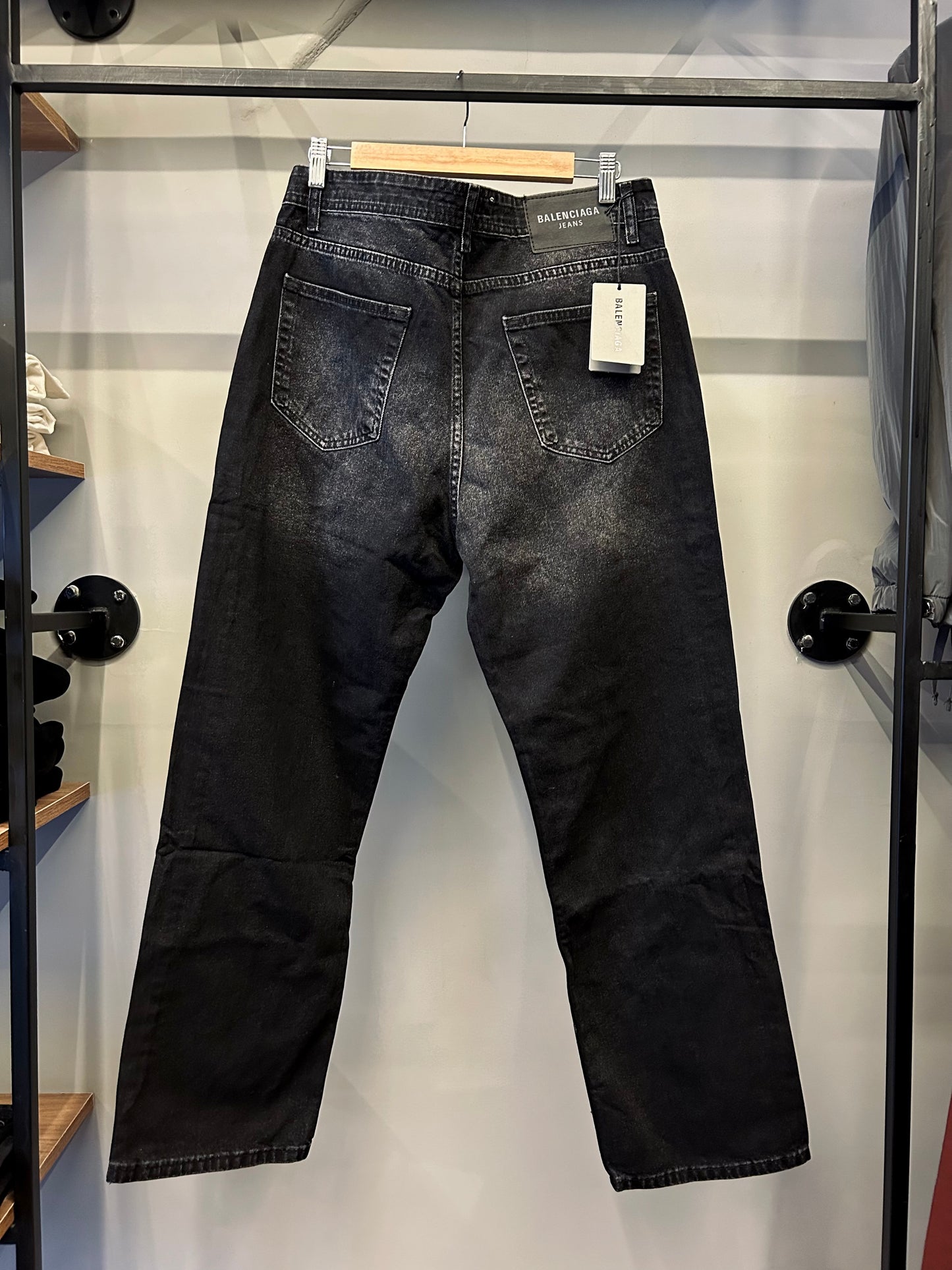 BALENCIAGA Distressed Wide Leg jeans in Black