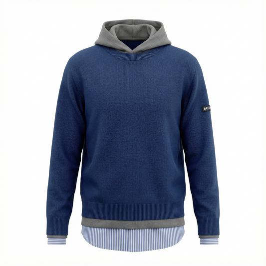 Balenciaga Double-Layer Hoodie – Navy