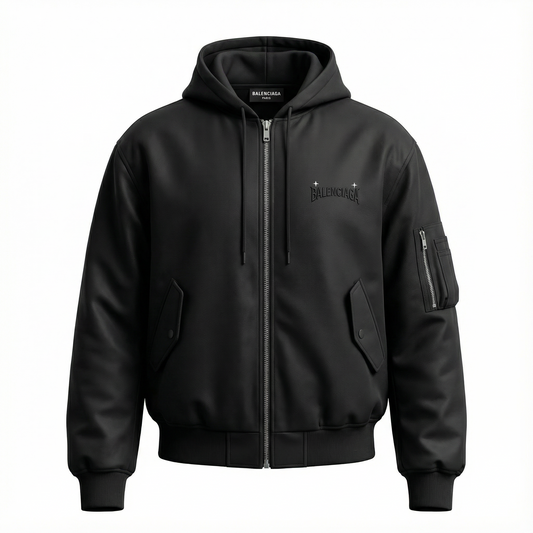 Balenciaga Streetwear Hooded Bomber - black