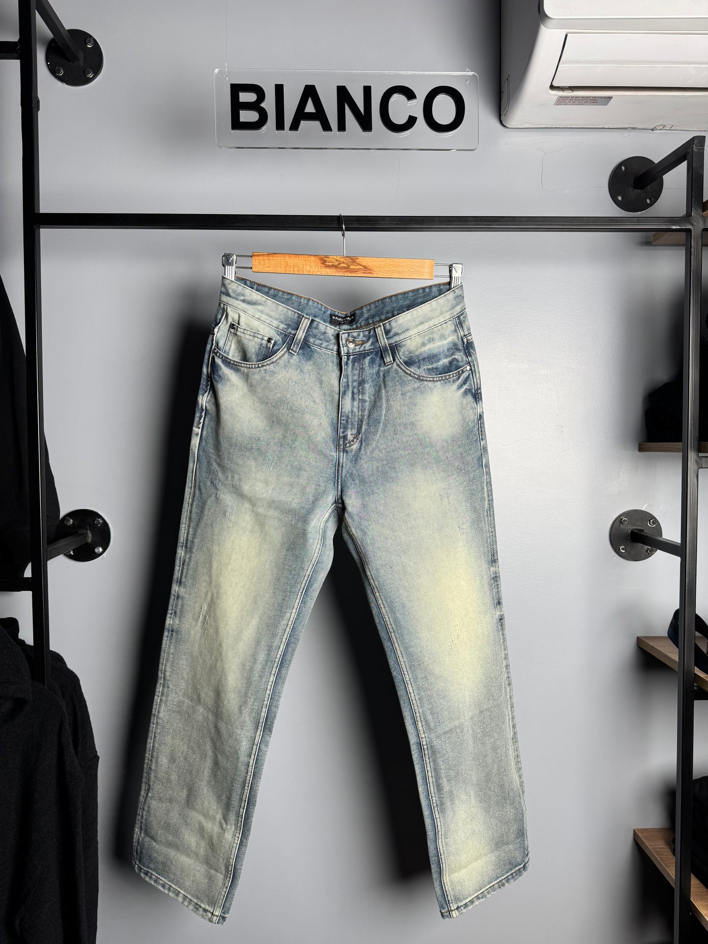 Balenciaga Paris Embroidered Monogram Denim