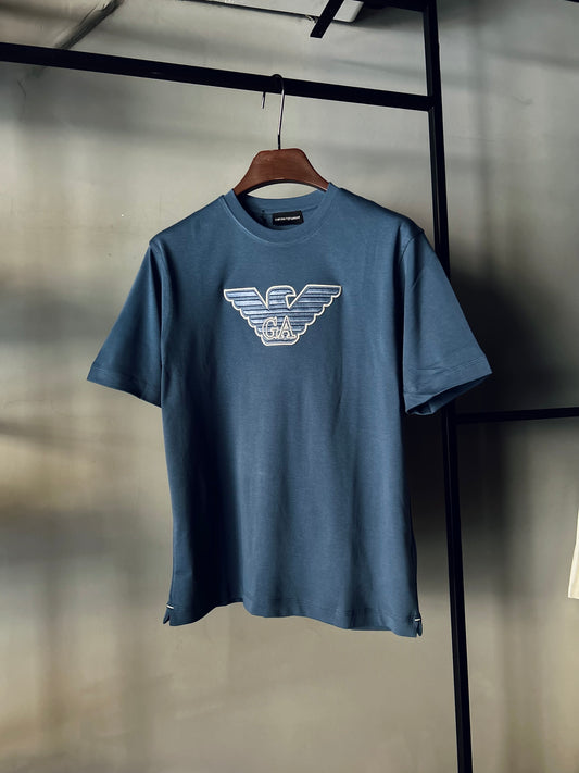 EMPORIO ARMANI EMBROIDERED EAGLE LOGO T-SHIRT