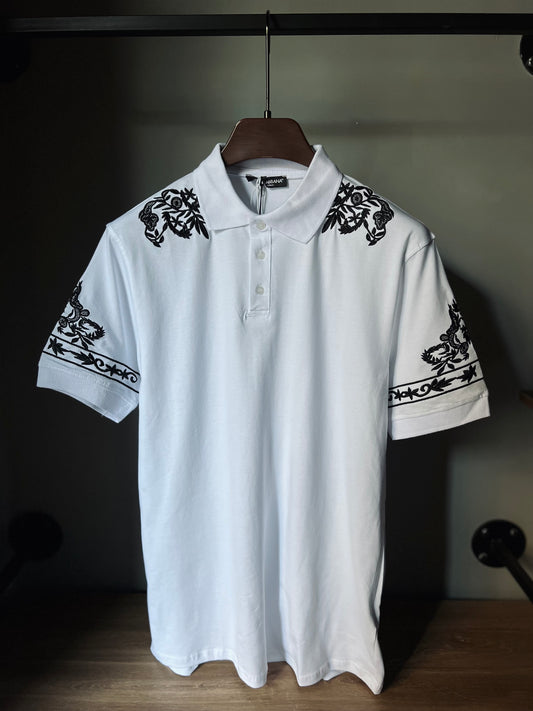 DOLCE&GABBANA T-SHIRT WITH A CONTRASTING TEXTURED PATTERN WHITE