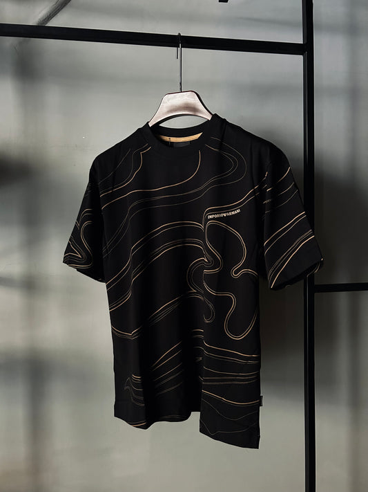 EMPORIO ARMANI ASV DOUBLE-JERSEY T-SHIRT WITH TOPSTITCHED EMBROIDERY BlACK