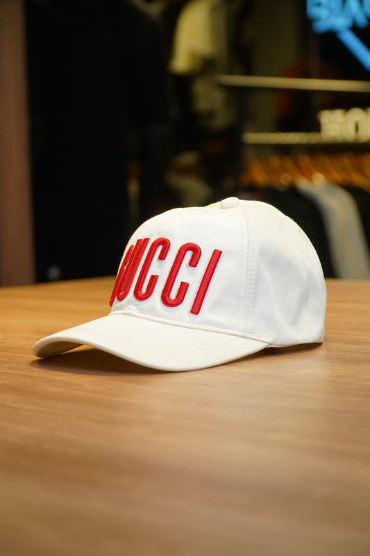 Gucci Classic White Cap Red 3D Embroidery