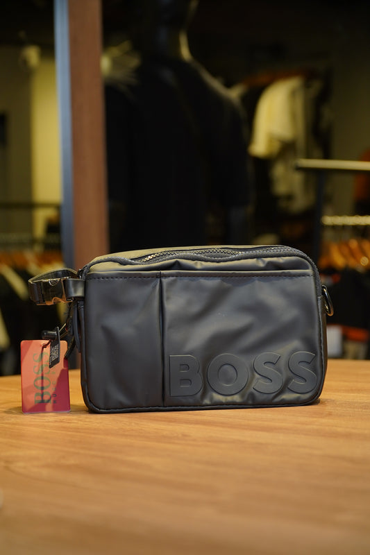 HUGO Logo Embossed Crossbody Bag Black