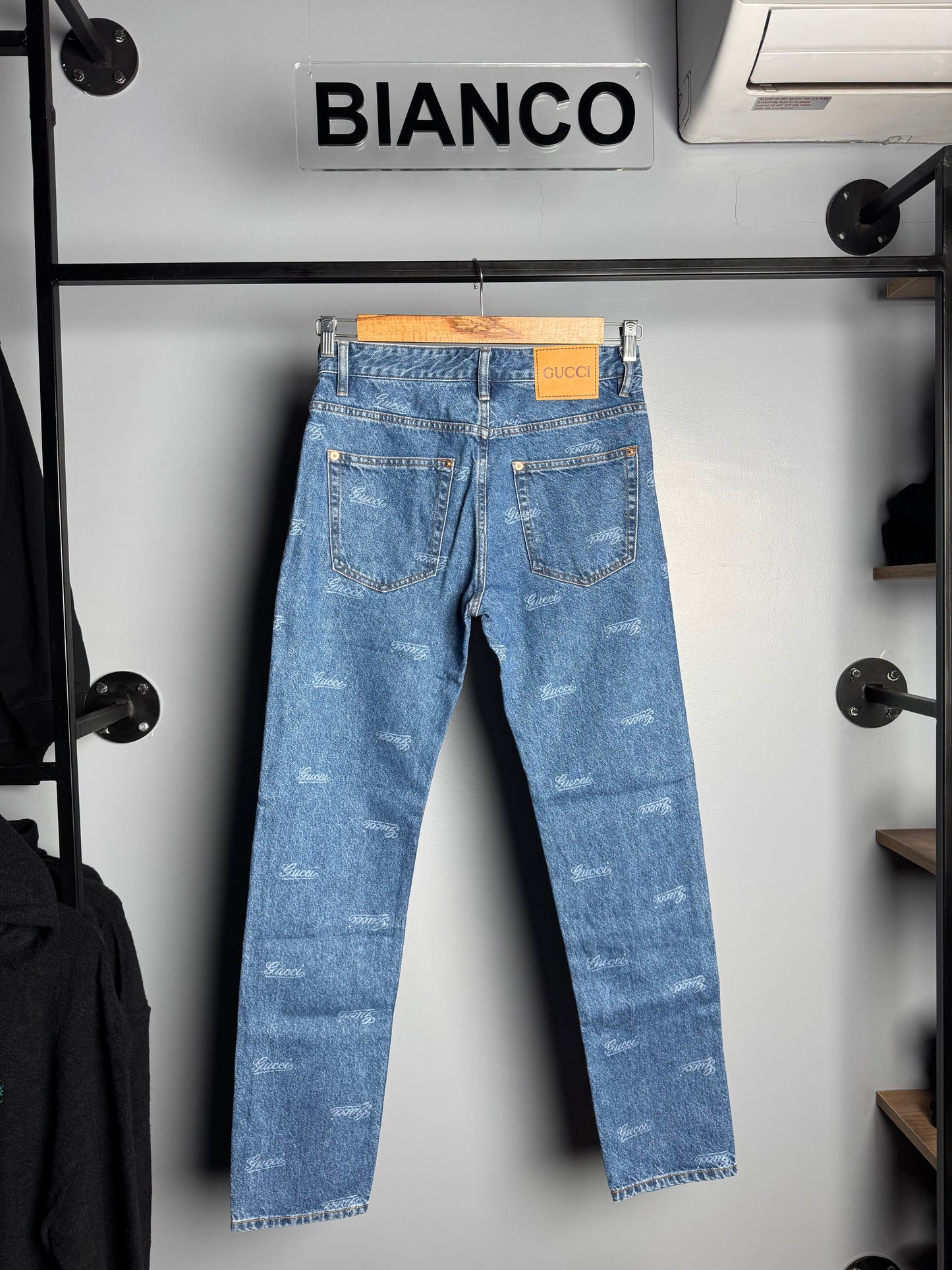 Gucci All-Over Script Logo Denim