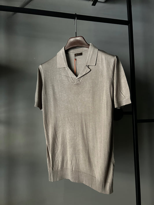 LORO PIANA Cool Linen Polo Shirt Grey