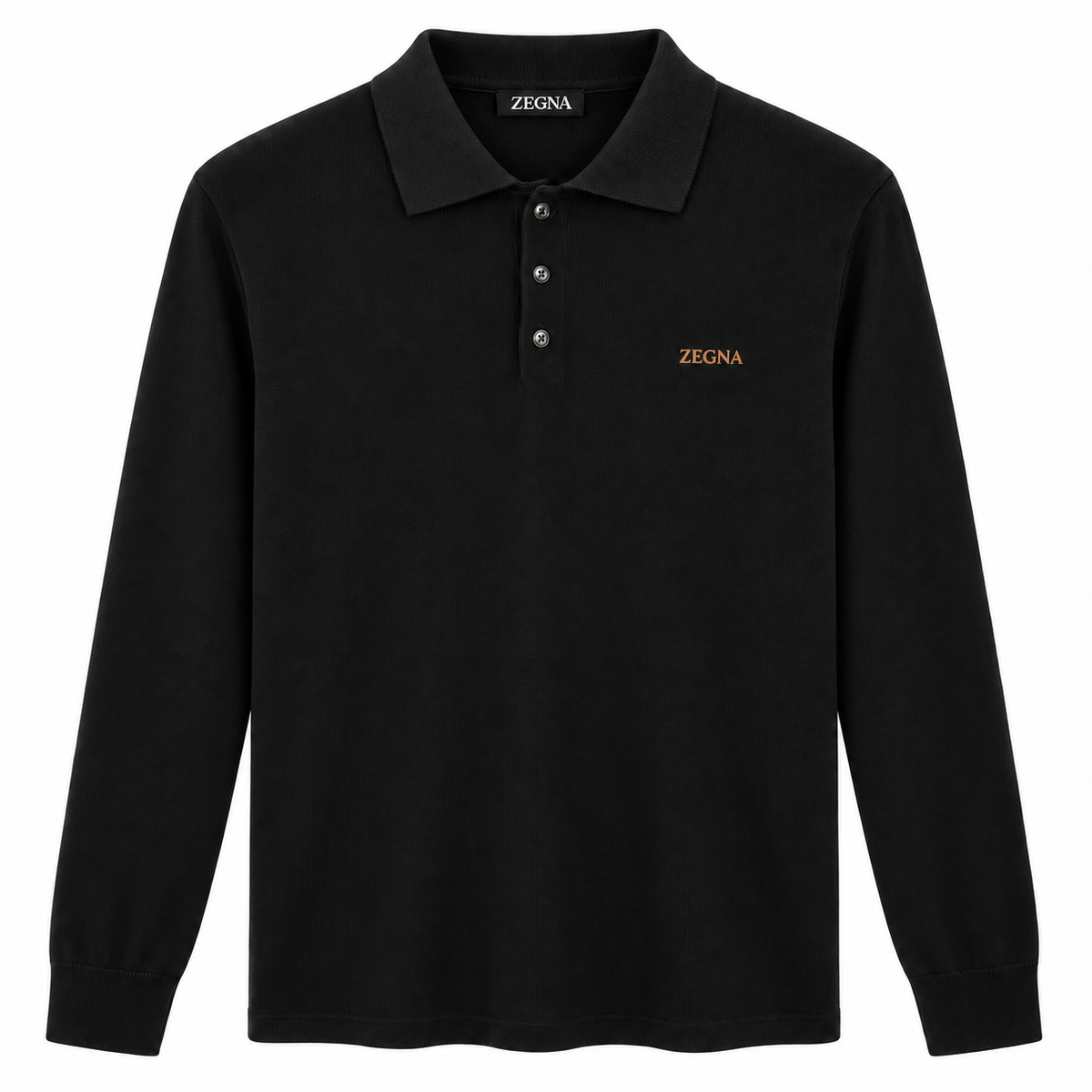 Zegna Long-Sleeve Knit Polo – black