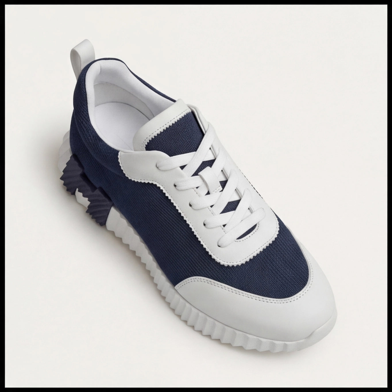 Hermès Knit Chunky Sole Sneakers Navy White
