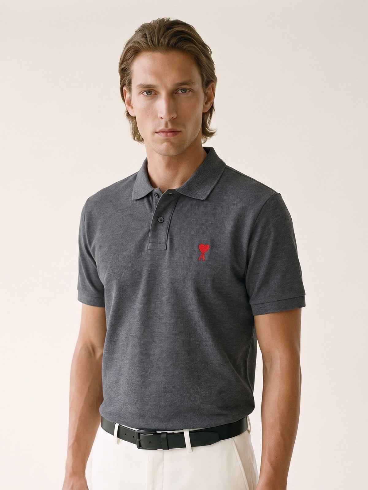 MODEL·AMI PARIS — De Coeur Polo Shirt Grey