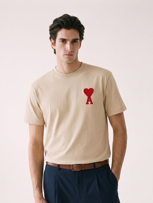 MODEL·AMI PARIS — White Cream Patch Tshirtt